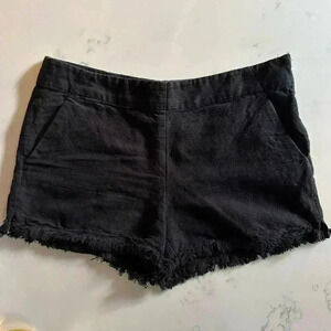 Loft Black Riviera Linen Frayed Hem Shorts Size 10- A3